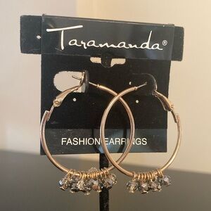 Taramanda Gold Hoop Earrings with Crystal Charms
